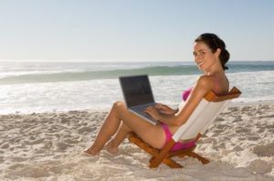 Young woman using laptop